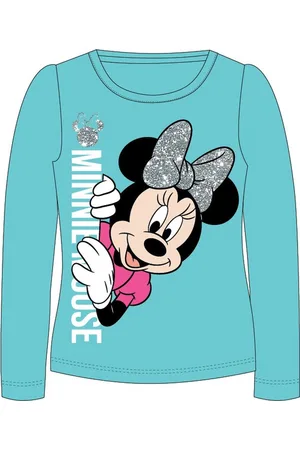 Merkloos Minnie Mouse longsleeve shirt met glitterstrik licht blauw maat 110