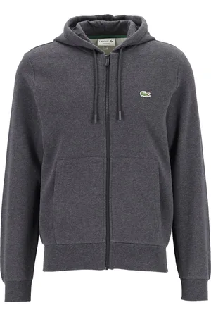 Lacoste Heren hoodie sweatsvest - met rits - antraciet