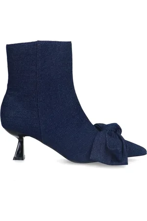 Sacha Dames - Blauwe denim enkellaarsjes met hak