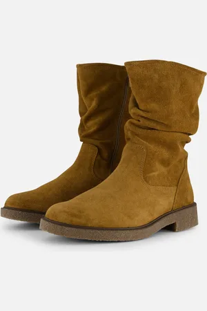 Feyn Giulia Plooi Enkellaarsjes taupe Suede