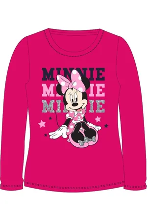 Merkloos Minnie Mouse longsleeve shirt met glitternaam donker roze maat 128