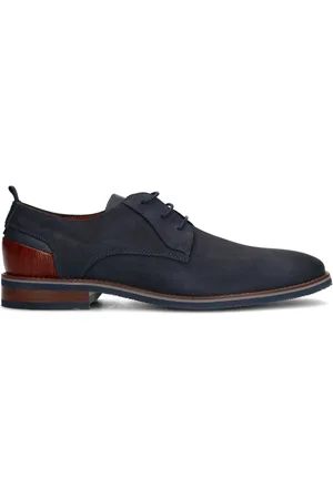 Van Lier Heren - Blauwe nubuck veterschoenen