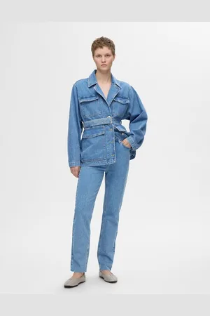 SELECTED Ellin HW Straight Jeans Light Blue Denim