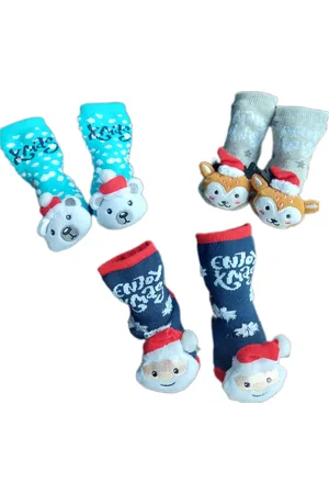 Apollo Baby - Kerstsokken - Set van 3 paar - Huissokken - Unisex - kinderen - Warme wintersokken - Anti-slip - Kleur Meerkleurig