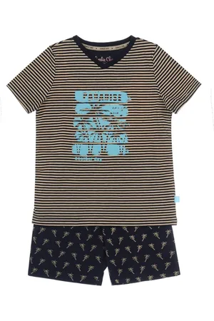 Charlie Choe Jongens - Pyjama - Shortama - Blauw - Beige