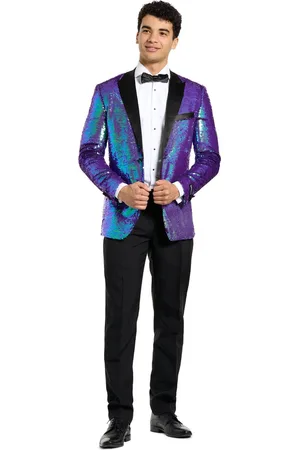 OppoSuits Sapphire Sequins - Heren Tuxedo - Smoking met vlinderdas