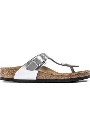 Birkenstock Gizeh Kids Slippers Electric Metallic Silver Narrow-fit