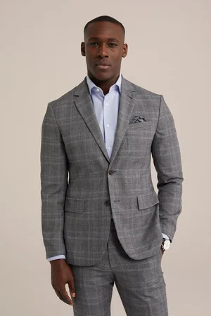 WE Fashion Heren slim fit blazer met dessin