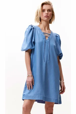 Catwalk Junkie Denim jurk met pof mouw 2402023412 mt 34-XS