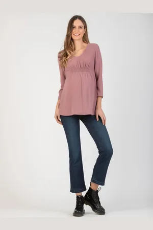 Attesa Zwangerschapsblouse en met elastische band aan de voorkant en V-hals, maat M