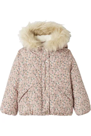 Vertbaudet Korte donsjas met capuchon en bloemenprint voor meisjes
