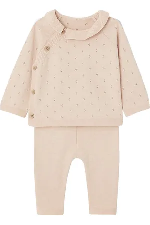 Vertbaudet Set met gebreide babytrui met kraagje en broek