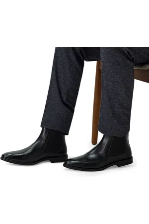 Manfield Heren - Zwarte leren chelsea boots