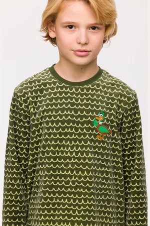 Woody Pyjama unisex - eend - golven -242-10-PLC-V/947 - maat 140