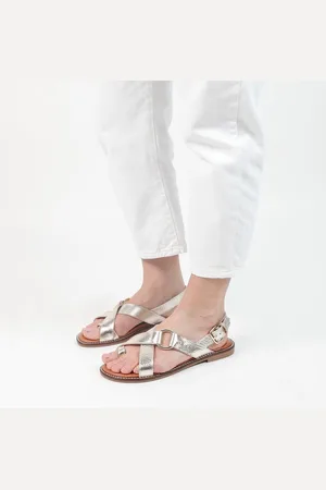 Manfield Dames - Gouden leren sandalen
