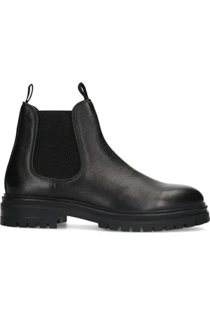 Manfield Heren - Zwarte leren chelsea boots