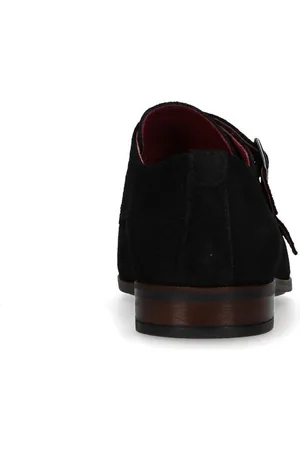 Manfield Heren - Zwarte suède gespschoenen