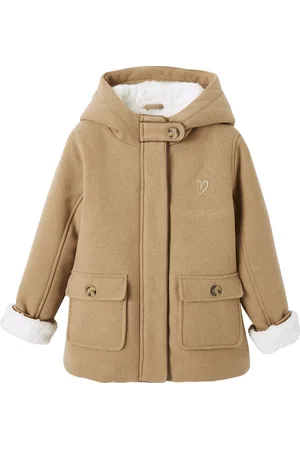 Vertbaudet Mantel met capuchon van wol met sherpa voering voor meisjes