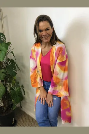 B YOUNG BYIMALA KIMONO - Raspberry Rose Mix
