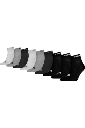 Head Unisex 9P quartersokken logo zwart & grijs