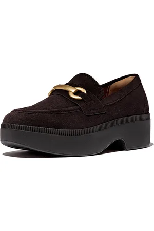 FitFlop F-Luma Chunky-Snaffle Suede Demi-Wedge Loafers