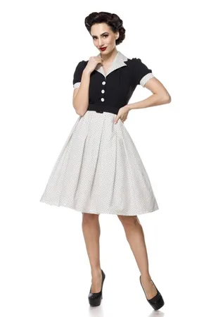 Belsira Retro Korte jurk - M - /Wit