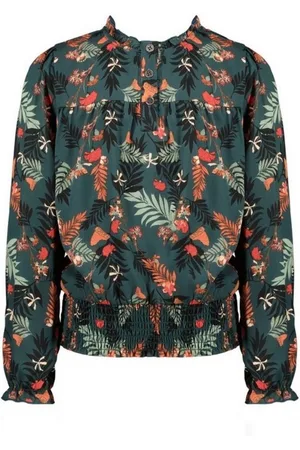 NoNo Meisjes blouse forest AOP - Tessa - Winter Smaragd