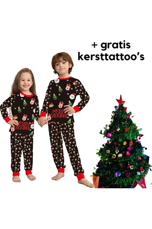 Merkloos EazyPeezy Pyjama in kerstthema voor het hele gezin - Kerstpyjama voor volwassenen, kinderen en honden - 5 jaar