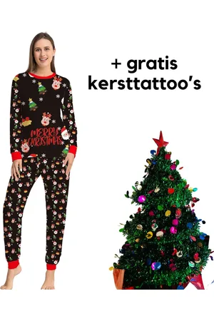 Merkloos EazyPeezy Pyjama in kerstthema voor het hele gezin - Kerstpyjama voor volwassenen, kinderen en honden - Vrouwen M