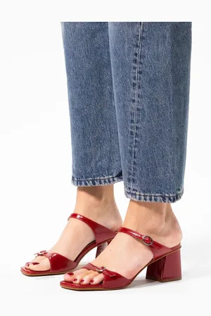 Sacha Dames - Rode leren sandalen met hak