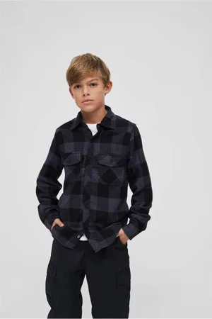 Brandit Checkshirt Kinder Longsleeve shirt - Kids 134/140 - /Grijs