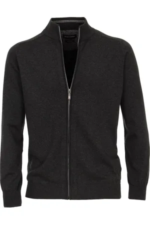 Casa Moda Heren vest katoen - antraciet (met rits)