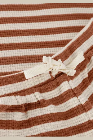 Quincy Mae Waffle Tee + Short Set Clay Stripe Rompers Unisex -