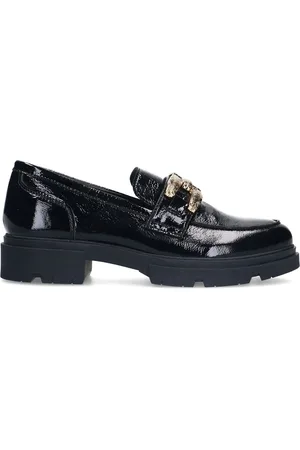 Manfield Dames - Zwarte lakleren loafers