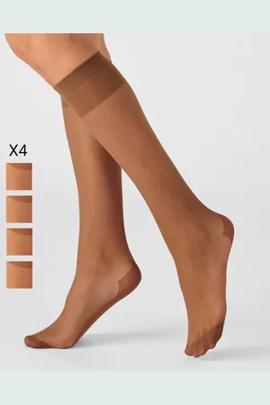 Damart Set van 4 paar kniekousen in mousse 20D. - Vrouwen - Bruin - 38/39