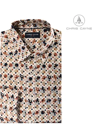 Chris Cayne Heren overhemd - shirt heren lange mouw - maat L - kleur - lange mouw - dessin - button down kraag - overhemd met borstzak - herenkleding - herenmode