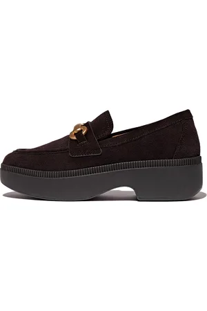 FitFlop F-Luma Chunky-Snaffle Suede Demi-Wedge Loafers