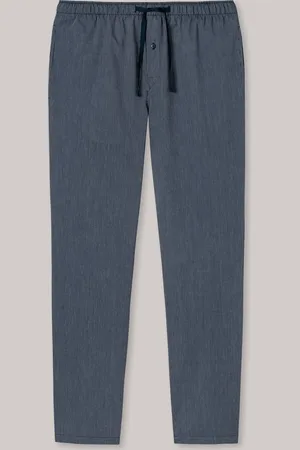 Schiesser Mix+Relax lounge broek - lange pijpen - dun niet elastisch - blauw fijn gestreept