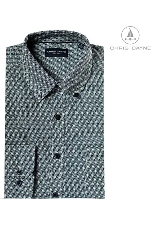 Chris Cayne Heren overhemd - shirt heren lange mouw - maat M - kleur - lange mouw - dessin - button down kraag - overhemd met borstzak - herenkleding - herenmode