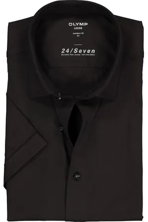 Olymp Luxor 24/Seven modern fit overhemd - korte mouw - tricot - Strijkvriendelijk - Boordmaat: 45