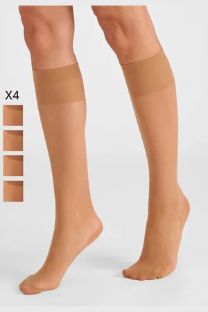 Damart Set van 4 paar kniekousen in mousse 20D. - Vrouwen - Bruin - 38/39