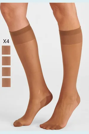 Damart Set van 4 paar kniekousen voile 20D - Vrouwen - Bruin - 38/39