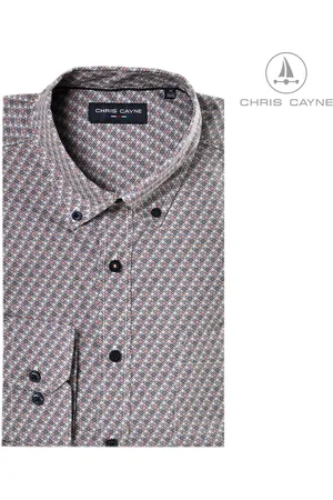 Chris Cayne Heren overhemd - shirt heren lange mouw - maat XL - kleur - lange mouw - dessin - button down kraag - overhemd met borstzak - herenkleding - herenmode