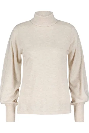 Red Button Trui Sweet Roll Neck Puff Sleeve Srb4067 87 Stone Dames