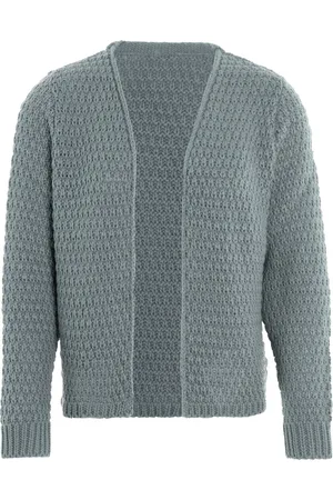 Knit Factory Becky Gebreid Vest - Gebreide dames cardigan - Kort vest op heuphoogte - Grijsgroen damesvest gemaakt uit 30% wol en 70% acryl - - 40/42