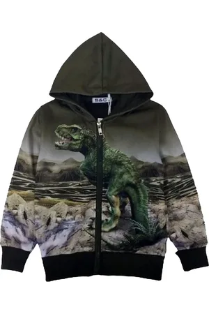 Merkloos Kinder vest met Dino Dinosaurus full color print | Capuchon | Kleur |