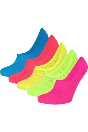 Apollo Sport Footies Dames - Multi Neon - 5-Pak - One Size - Footies dames - Sportsokken - Kousenvoetjes dames