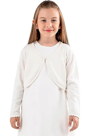 Merkloos Minora Baby /Kind Bolero- Meisjes Bolero met Lange Mouw- Knoopdetail bij de Kraag-Feestjurk- -9 Jaar