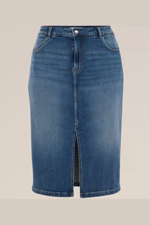 WE Fashion Dames high rise denim rok - Curve