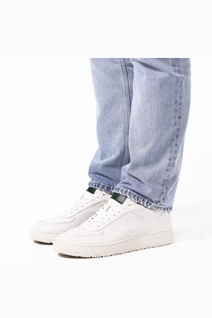 Manfield Heren - Witte leren sneakers